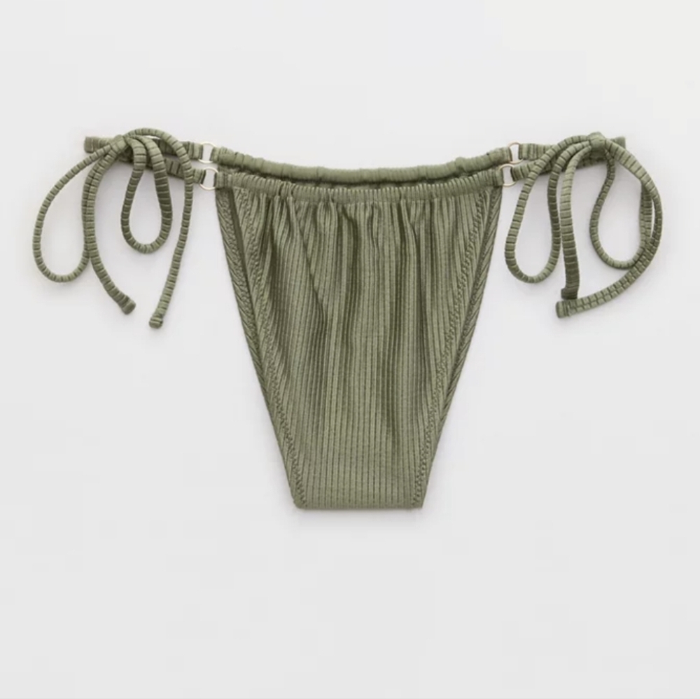 NWT Aerie Shine Rib Cheekiest Strappy Bikini Bottom